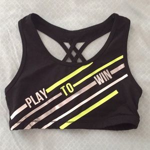 Kids' Black "Play to Win" Sports Bra